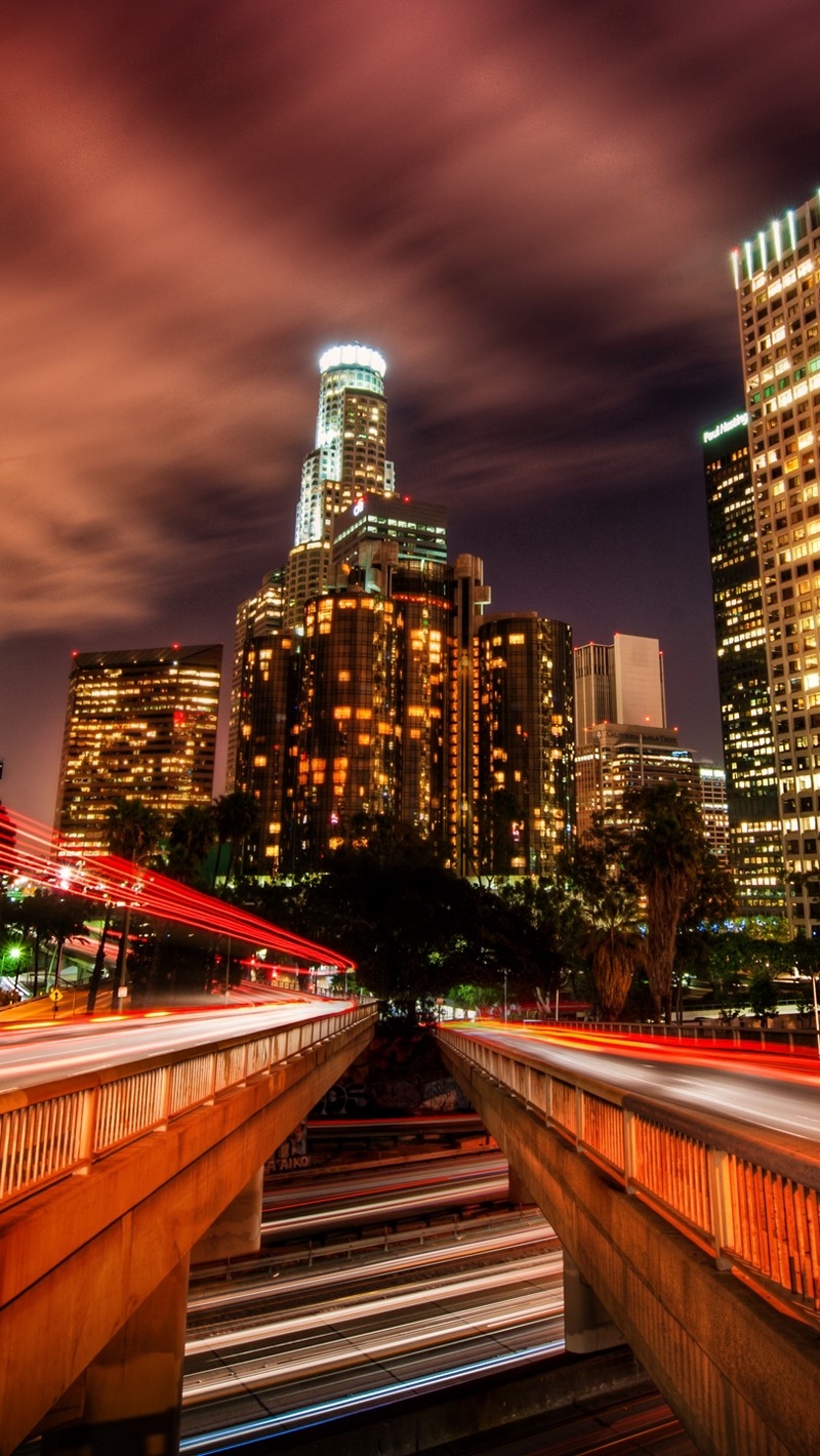 Wallpaper Los Angeles, Traffic, City, Night, Speed, - Los Angeles - HD Wallpaper 