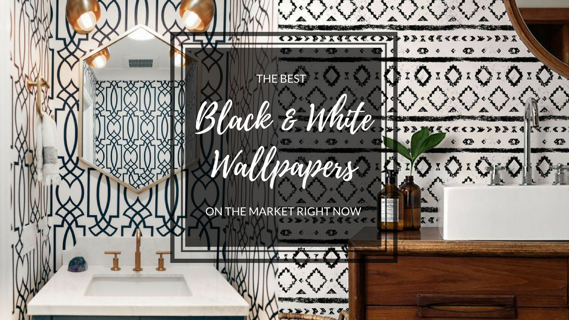 Wallpaper Dreaming A Round Up Of The Best Black And - Geometric Wallpaper In Powder Room - HD Wallpaper 