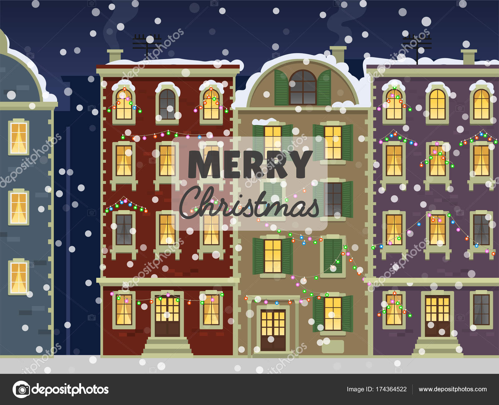 Christmas Wallpaper With Houses - HD Wallpaper 