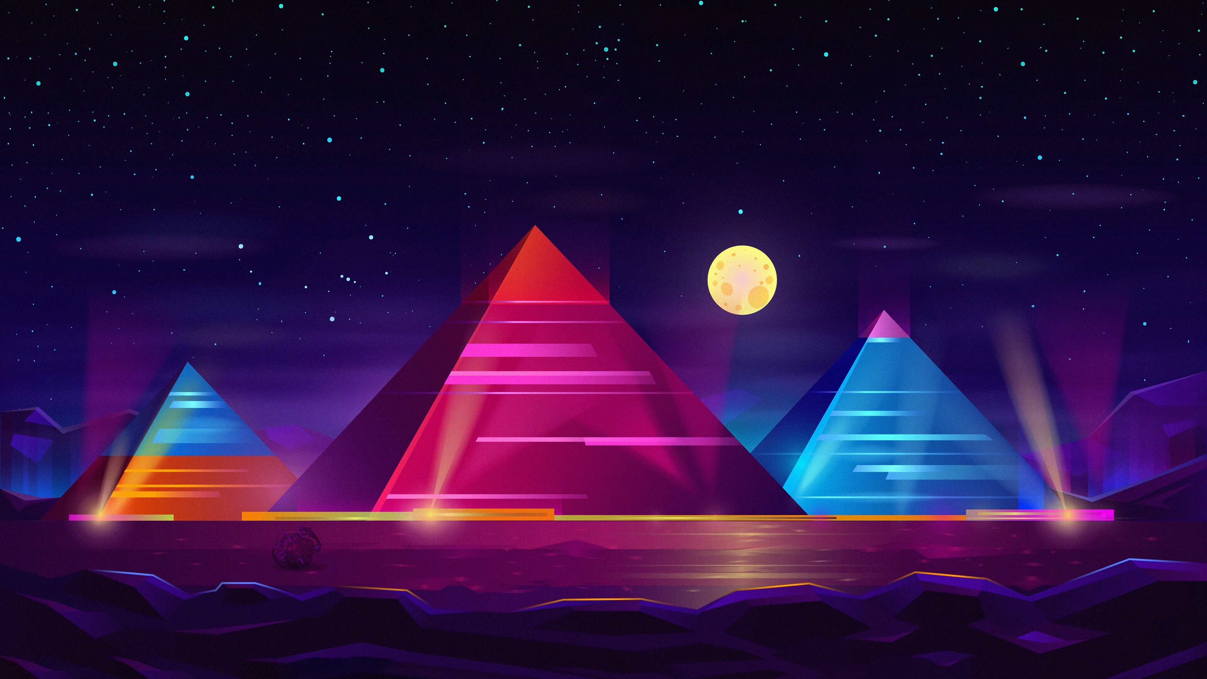 Neon Pyramid - HD Wallpaper 