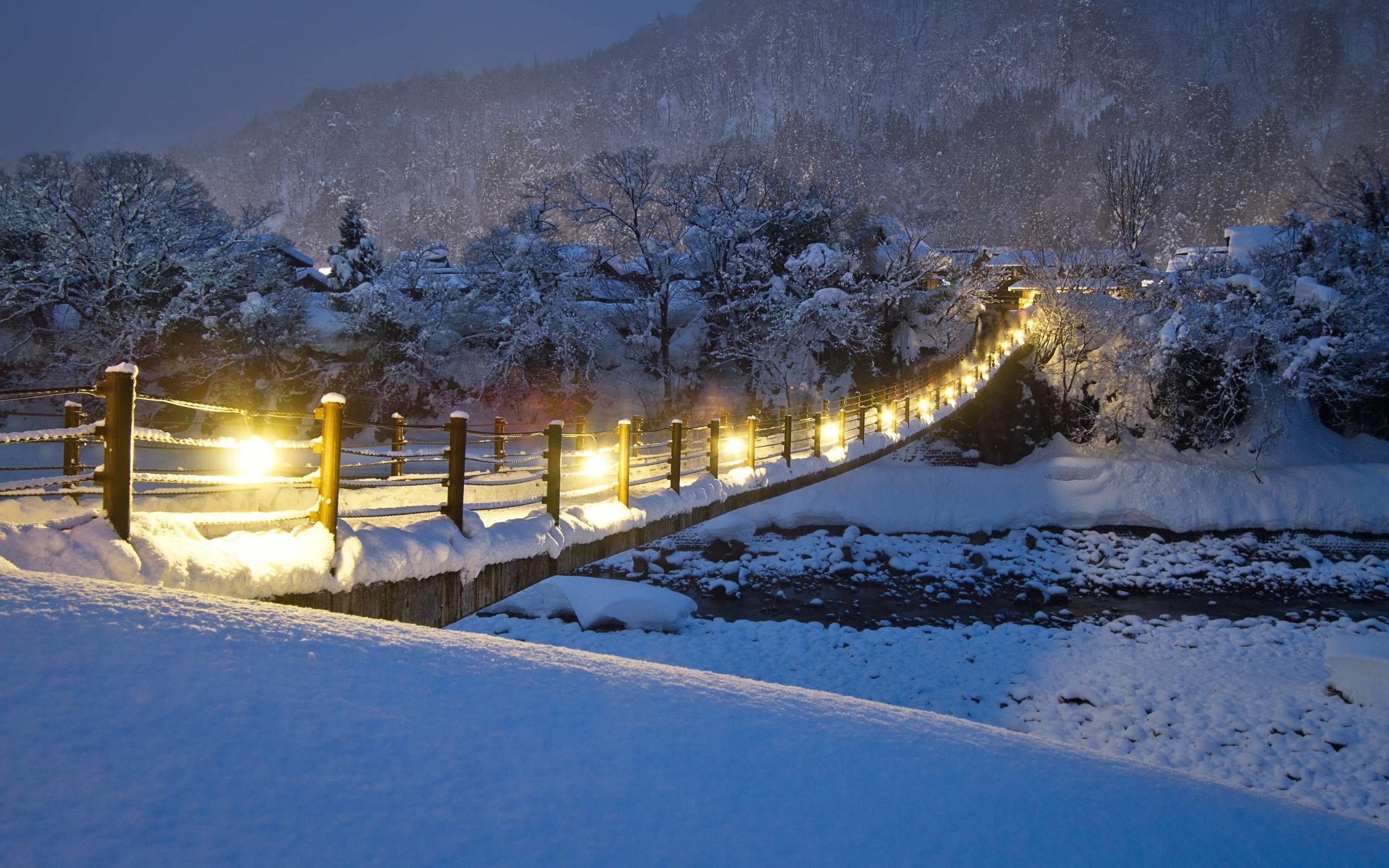 Beautiful Winter Night Wall - 4k Wallpaper Snow Night - HD Wallpaper 