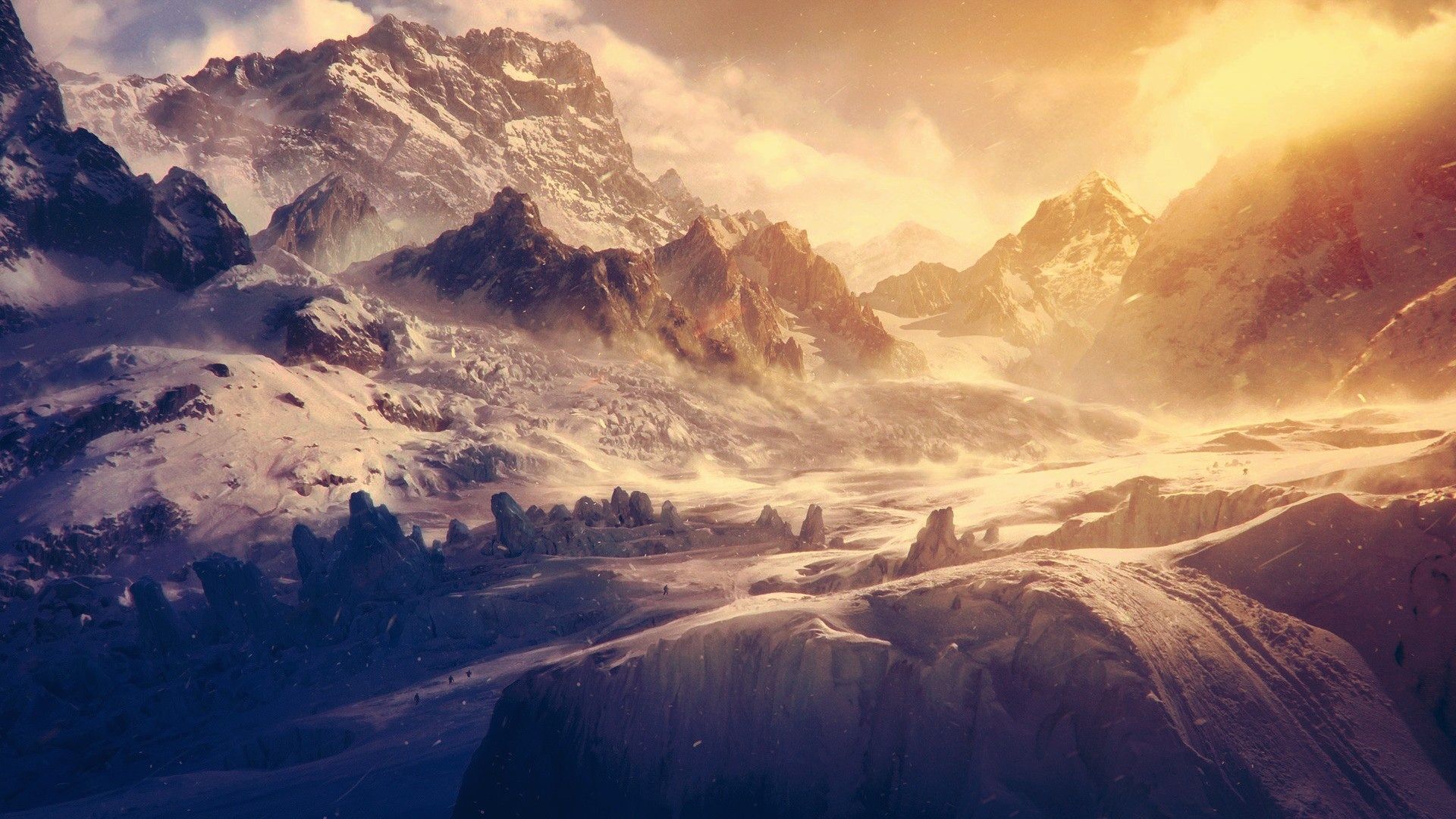 Snow Mountains Hd Wallpaper - Cool Mountain Background - HD Wallpaper 