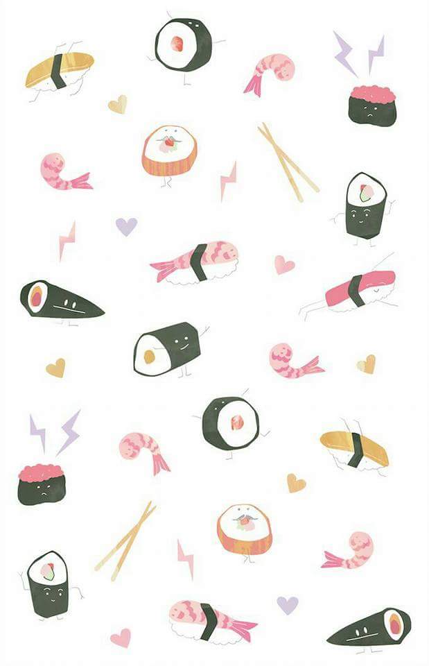 Wallpaper, Cute, And Japan Image - Cute Sushi Background - 619x960 ...