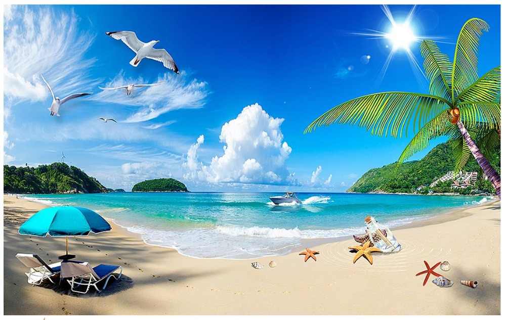 Custom Murals Wallpaper Summer Seascape Seaside Background - Seaside Background - HD Wallpaper 