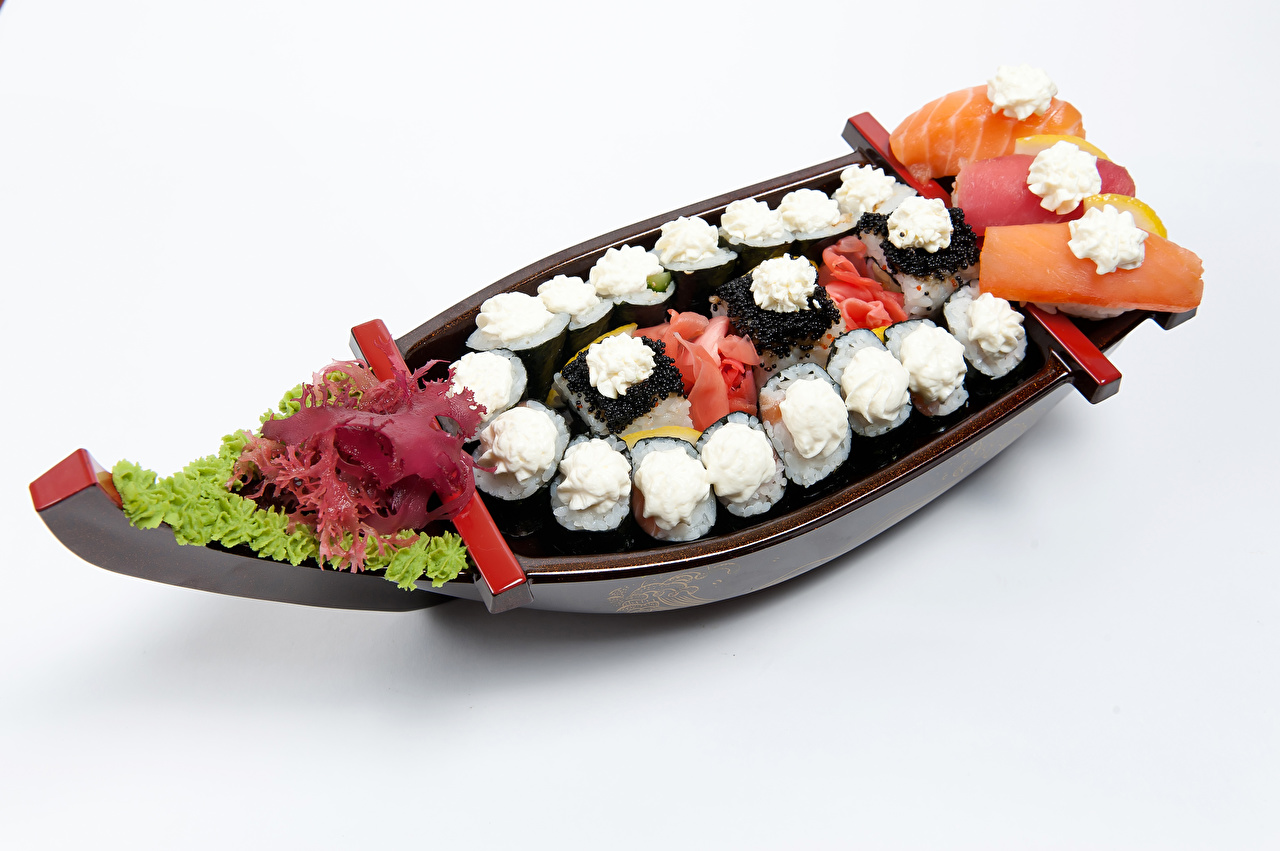 Barco De Sushi Fundo Branco - HD Wallpaper 