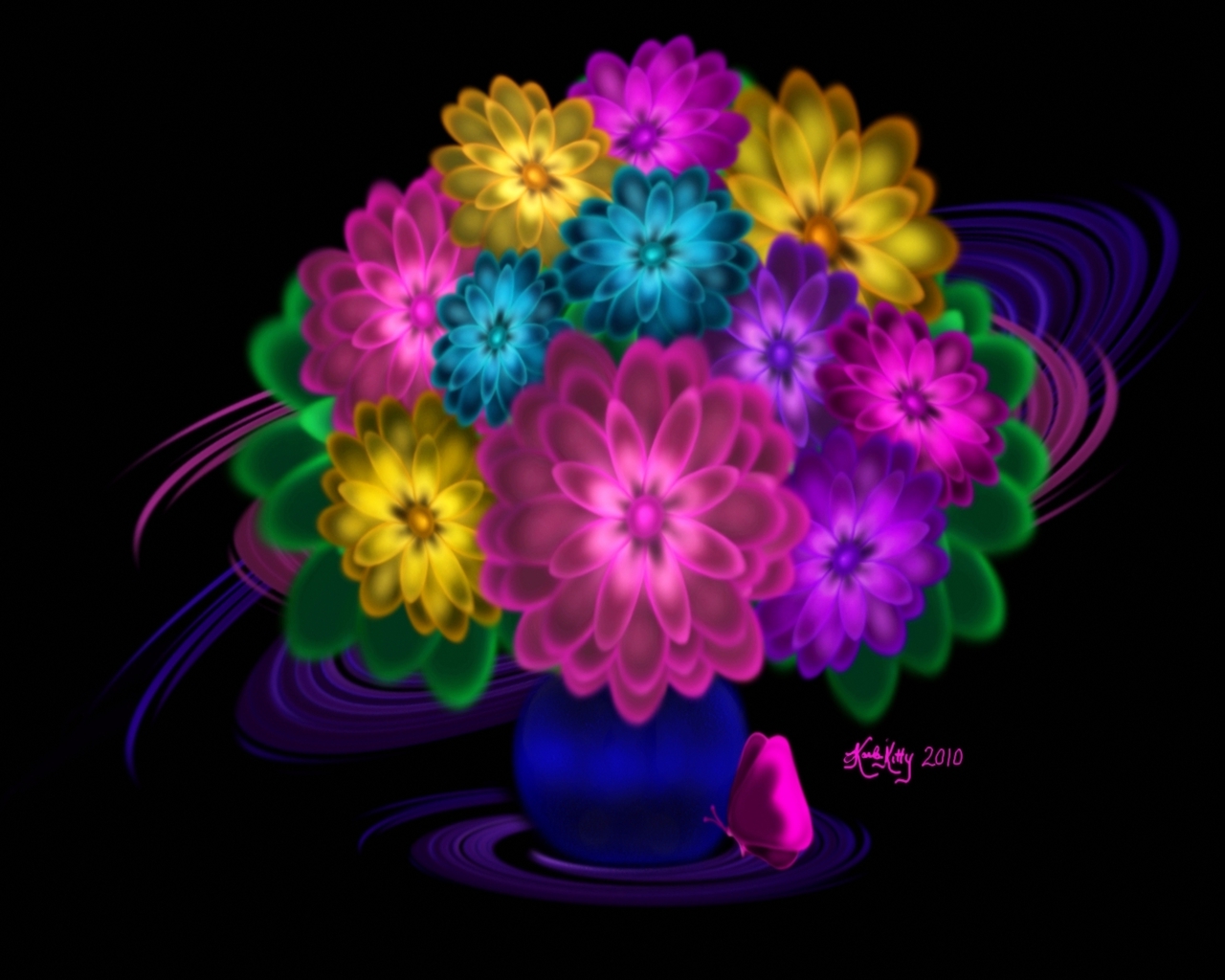 Dizzy Daisies - Bright Neon Colors Flowers - HD Wallpaper 