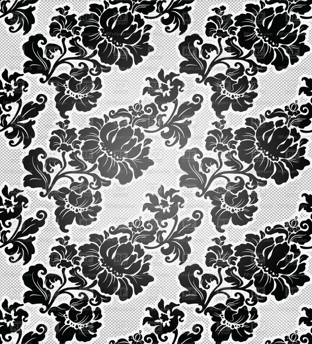 Black And White Floral Retro Wallpaper Vector Image - Black And White Lace Pattern - HD Wallpaper 