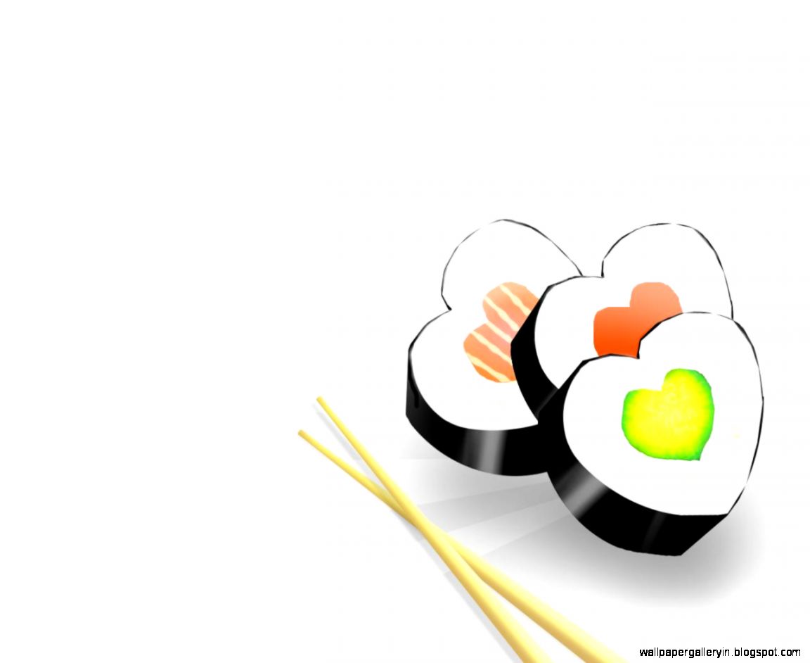 Love Sushi Cute Hearts Sushi Hd Background Wallpaper - Sushi Background Hd - HD Wallpaper 