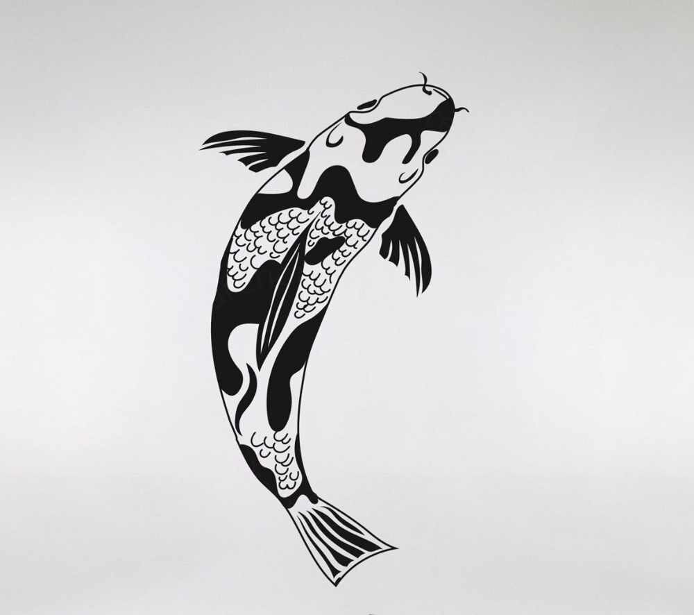 Koi Fish Wall Decals Custom Color Available Vinyl Wall - Gambar Dinding Ikan Koi - HD Wallpaper 