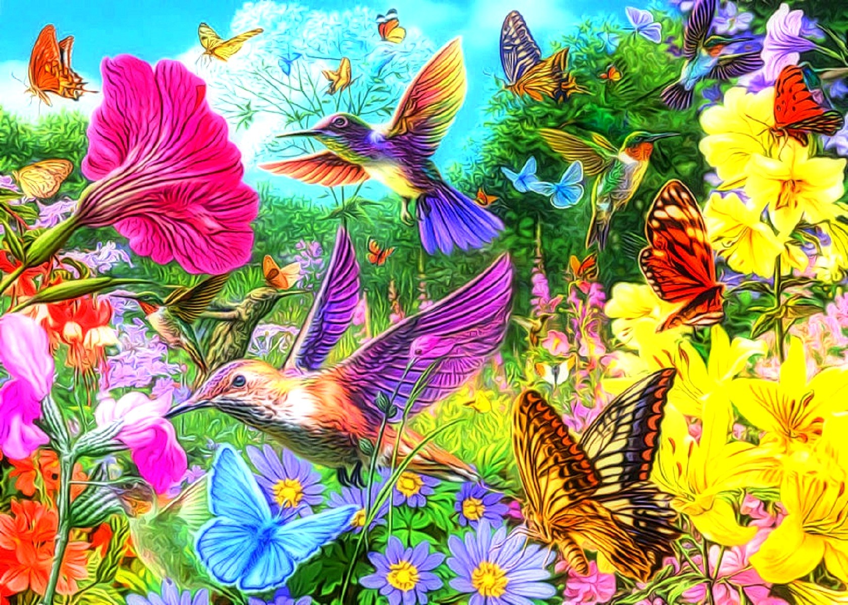 Beautiful Drawing Of Spring Seasons - HD Wallpaper 