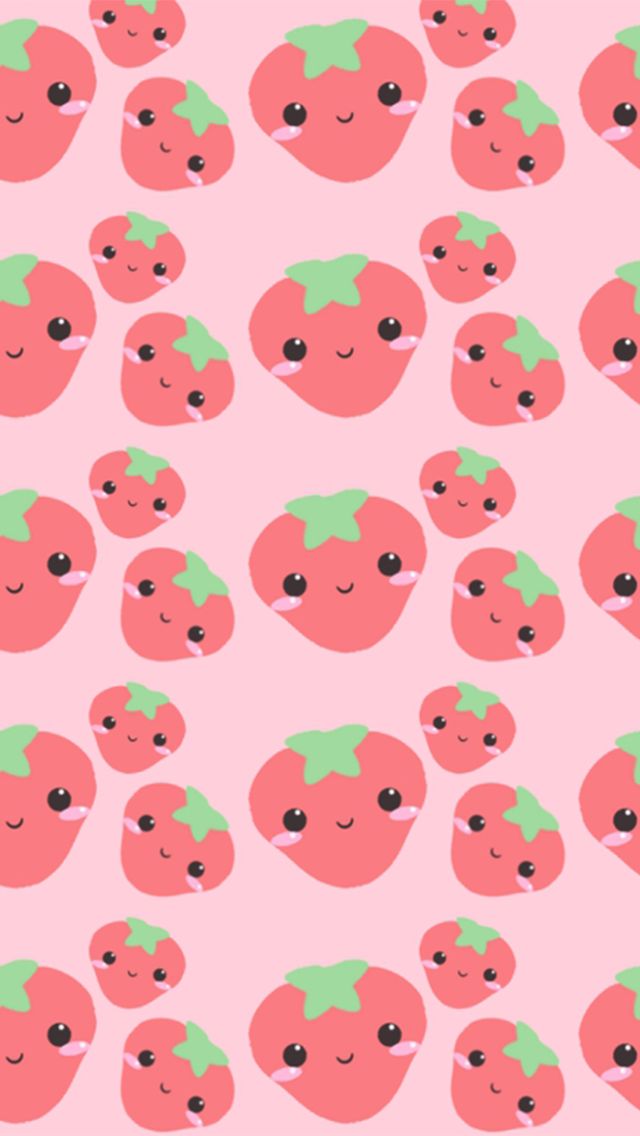 Kawaii Strawberry Background - HD Wallpaper 