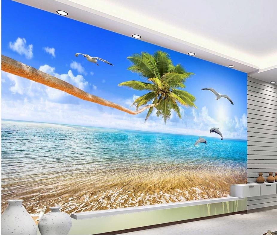 Natural Beach Wall Wallpaper Custom Sunset - HD Wallpaper 