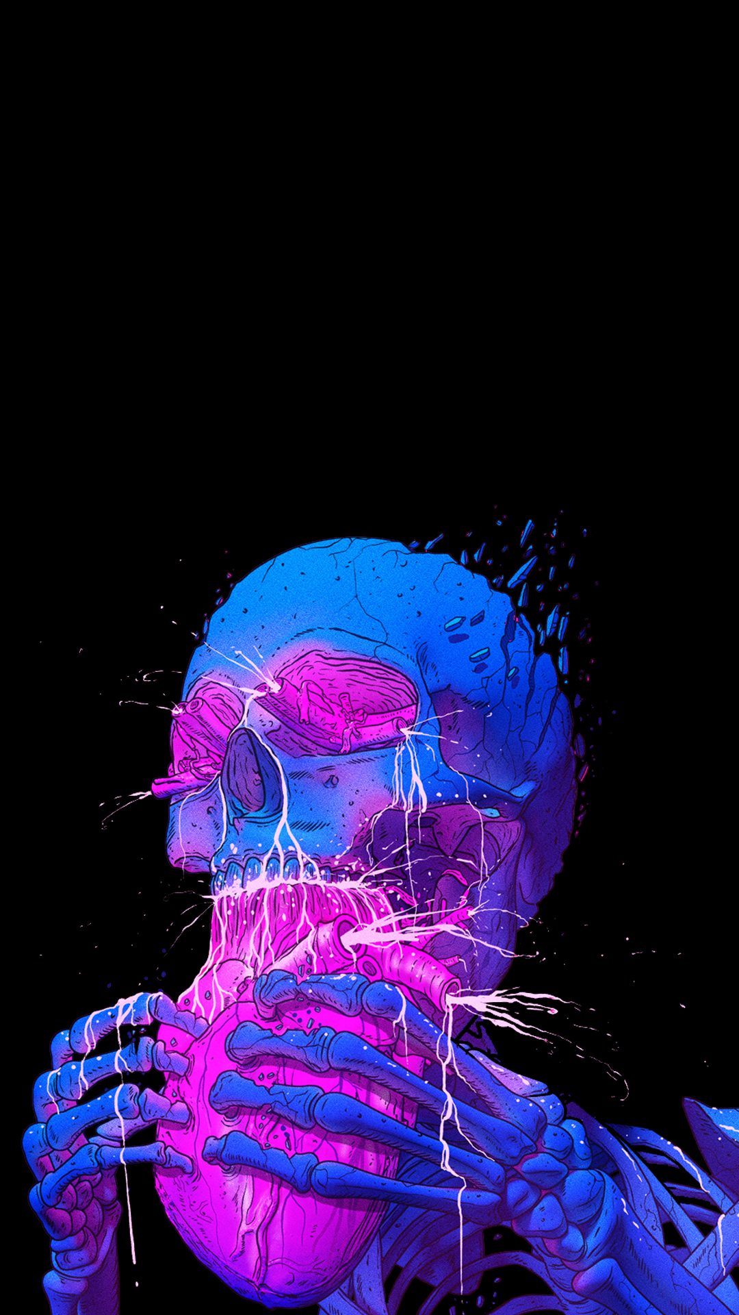 Amoled Phone Wallpaper Skull - Nick Sullo - HD Wallpaper 