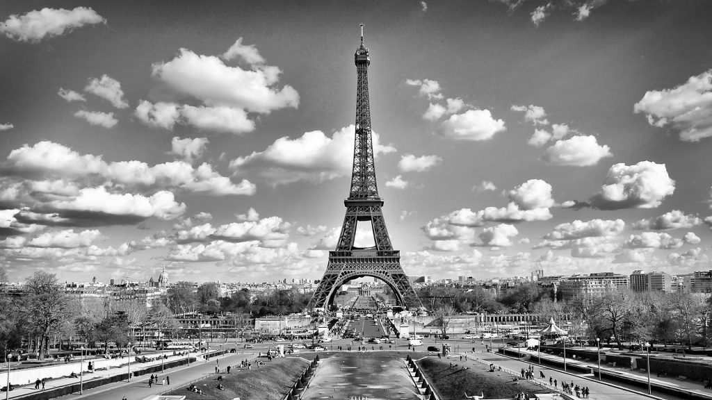 Black And White Paris Wallpaper For Desktop Wallpaper - Eiffel Tower - HD Wallpaper 