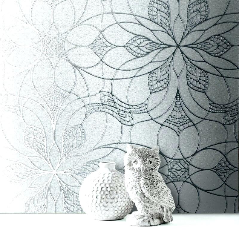 White Metallic Wallpaper Eve Floral Grey Silver Trellis - White And Grey Floral - HD Wallpaper 