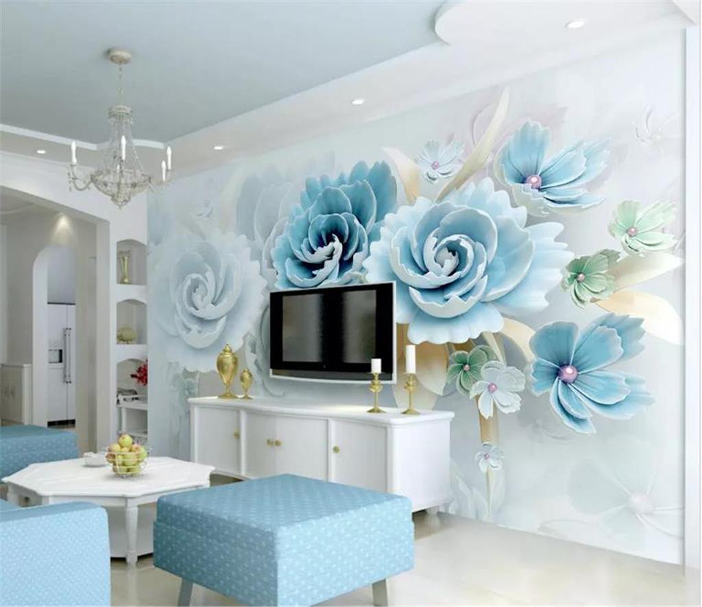 Blue Wallpaper For Living Room - HD Wallpaper 
