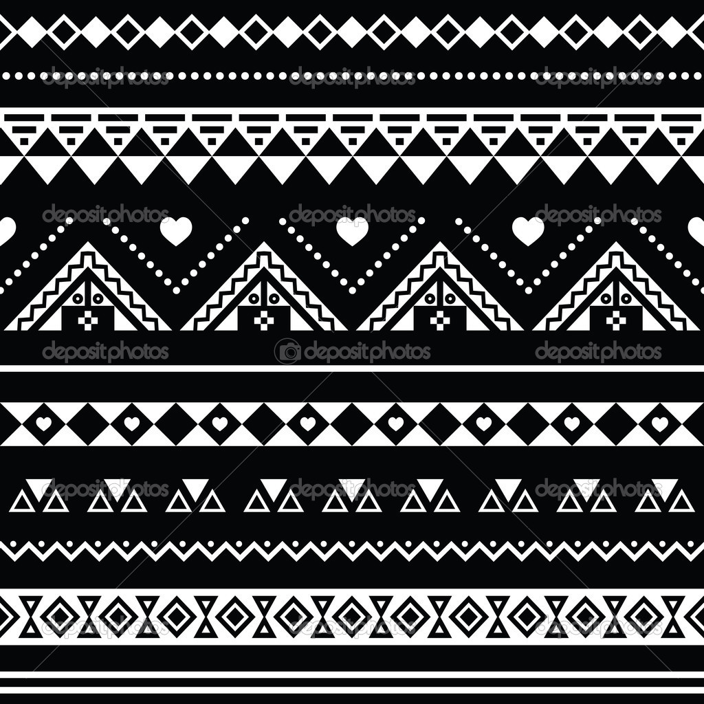 Aztec Wallpaper Design Black And White - HD Wallpaper 