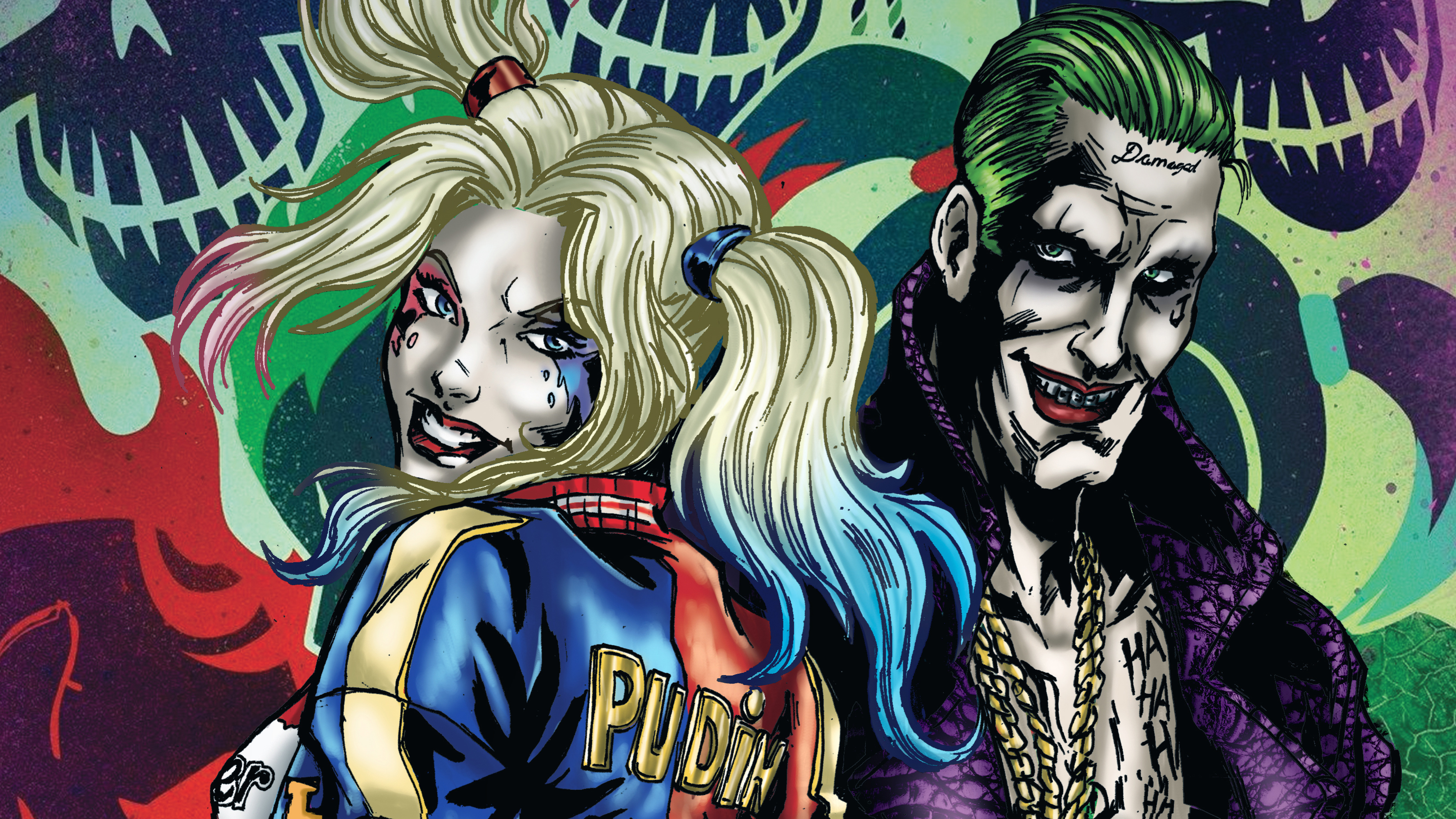 Joker And Harley Art - HD Wallpaper 