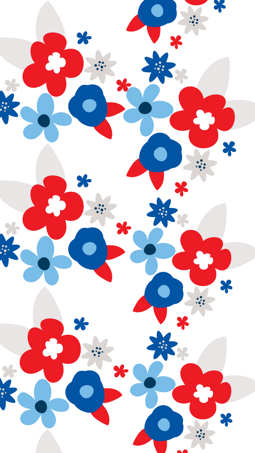 Red White And Blue Floral Smart Phone Wallpaper - Red White And Blue Phone - HD Wallpaper 