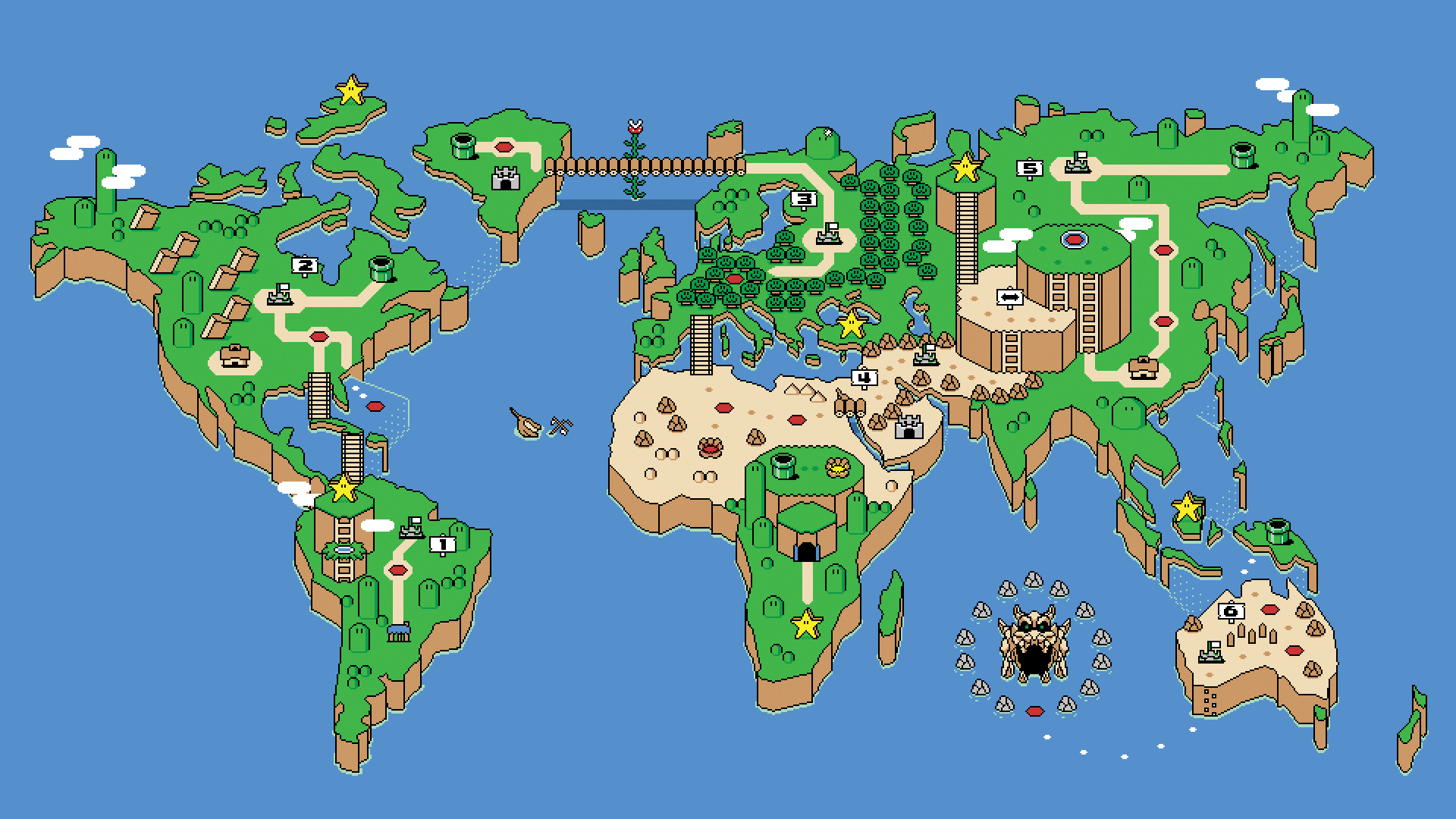 Super Hd Wallpapers Group - World Map Super Mario Style - HD Wallpaper 