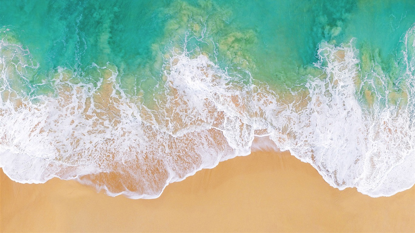 Ocean Beach Waves-apple Ios 11 Iphone 8 Iphone X Hd - Iphone Wallpaper For  Laptop - 1366x768 Wallpaper 