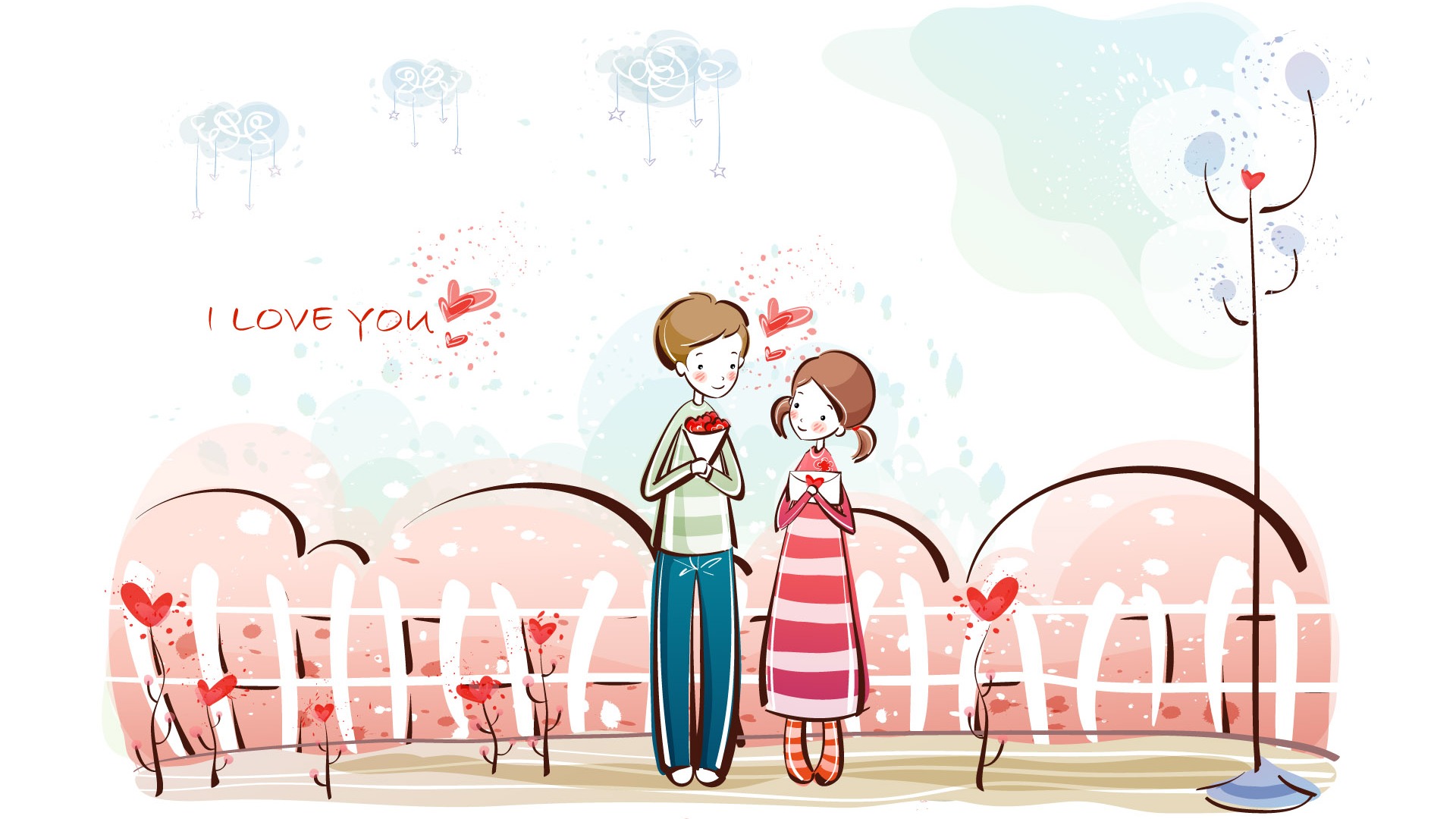 Couples Valentines Day Cartoon - 1920x1080 Wallpaper 