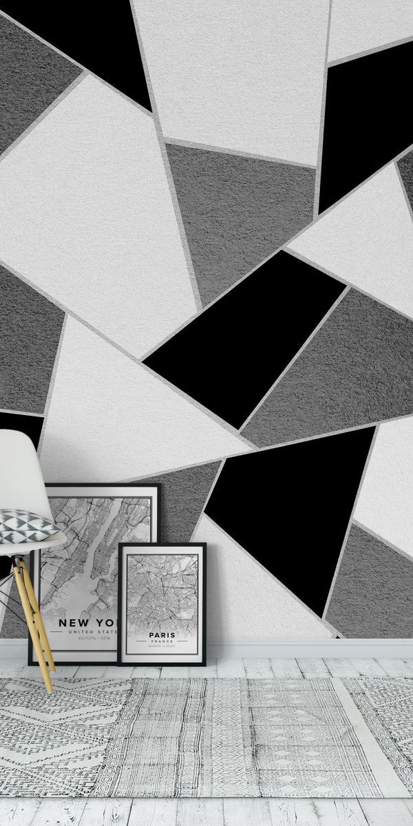 Black And White Geometric Wall - HD Wallpaper 