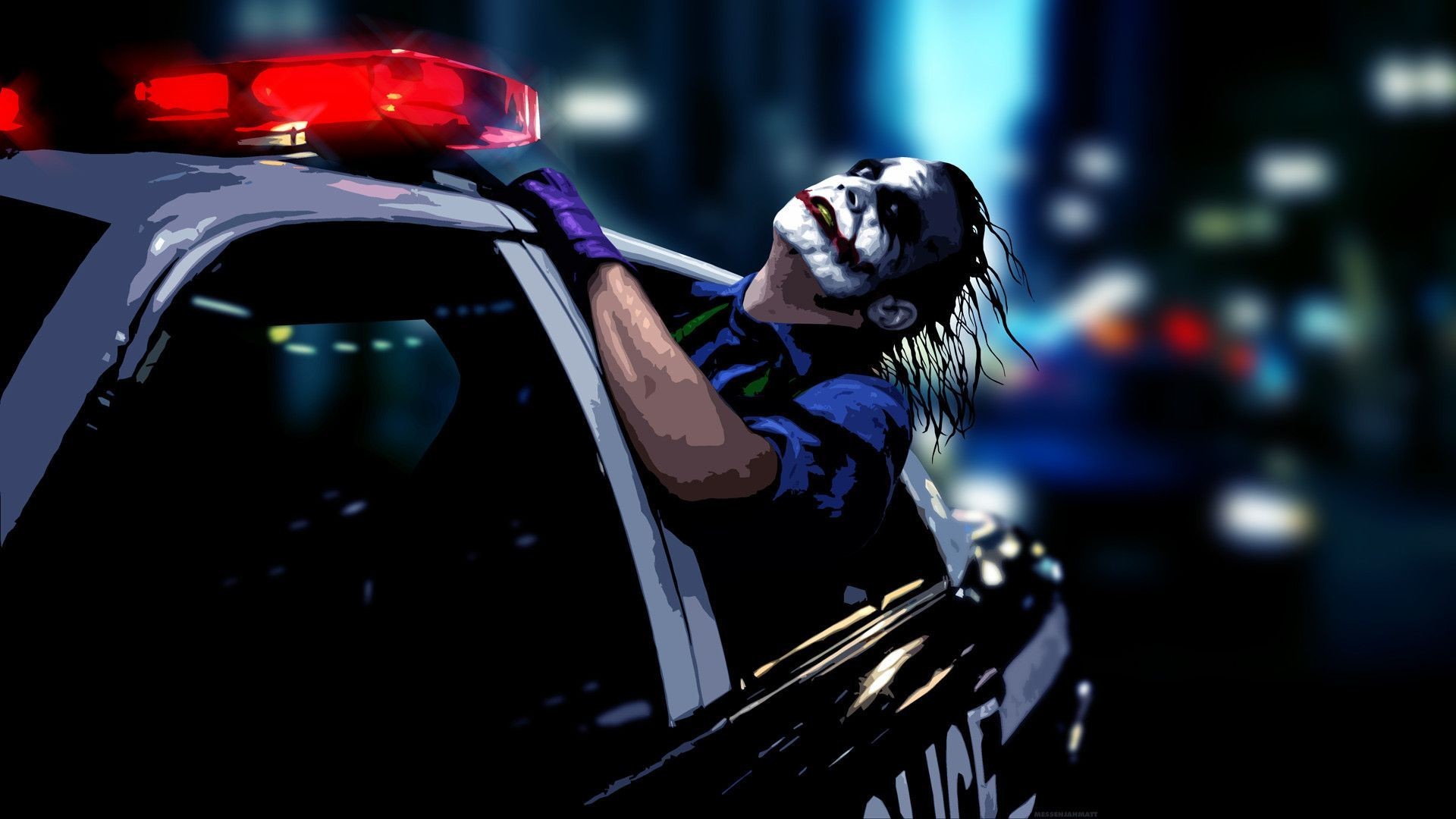 Joker Dark Knight In Mcdonald Advert Wallpaper - Joker Wallpaper Police Car - HD Wallpaper 