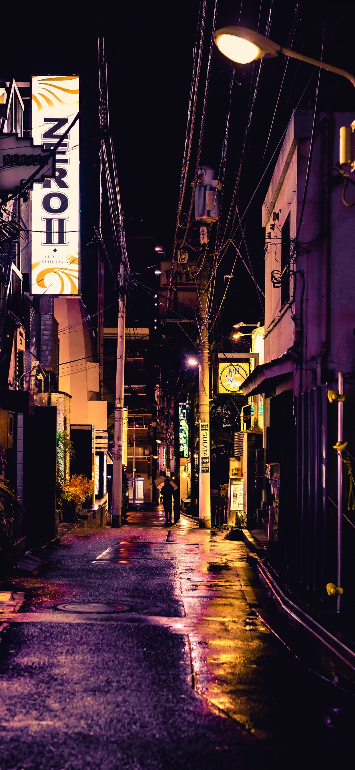 Iphone Wallpaper Street, City, Alley, Night, Lights, - Iphone Xs Max Wallpaper Japan - HD Wallpaper 