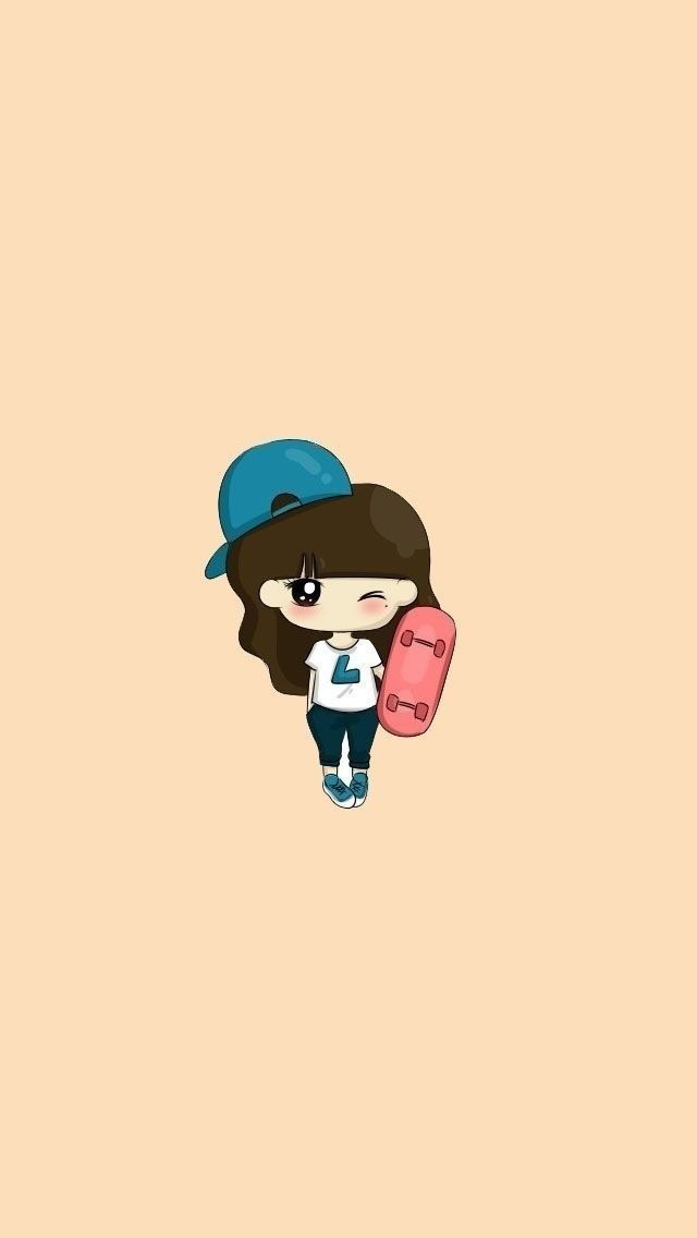 Cartoon Skateboard Girl Iphone 6 6 Plus And Iphone - Cute Cartoon Wallpapers For Girls - HD Wallpaper 