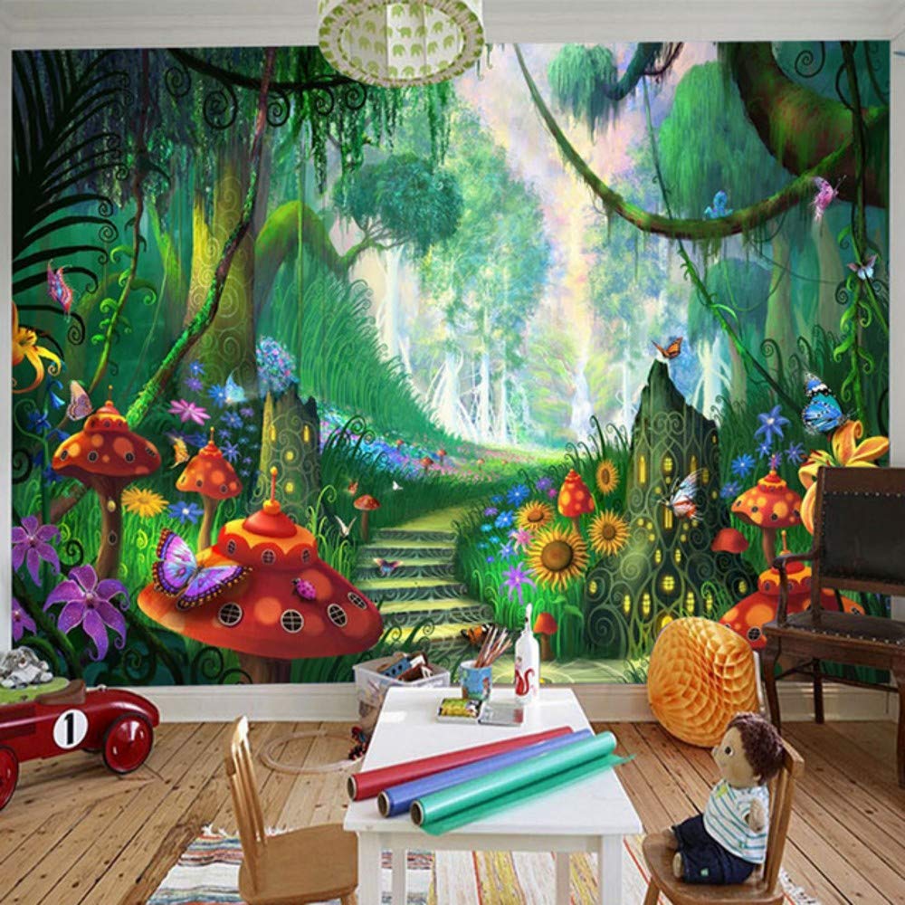 Custom Mural Wallpaper 3d Cartoon Fairy Forest Mushroom - Fairy Mural - HD Wallpaper 
