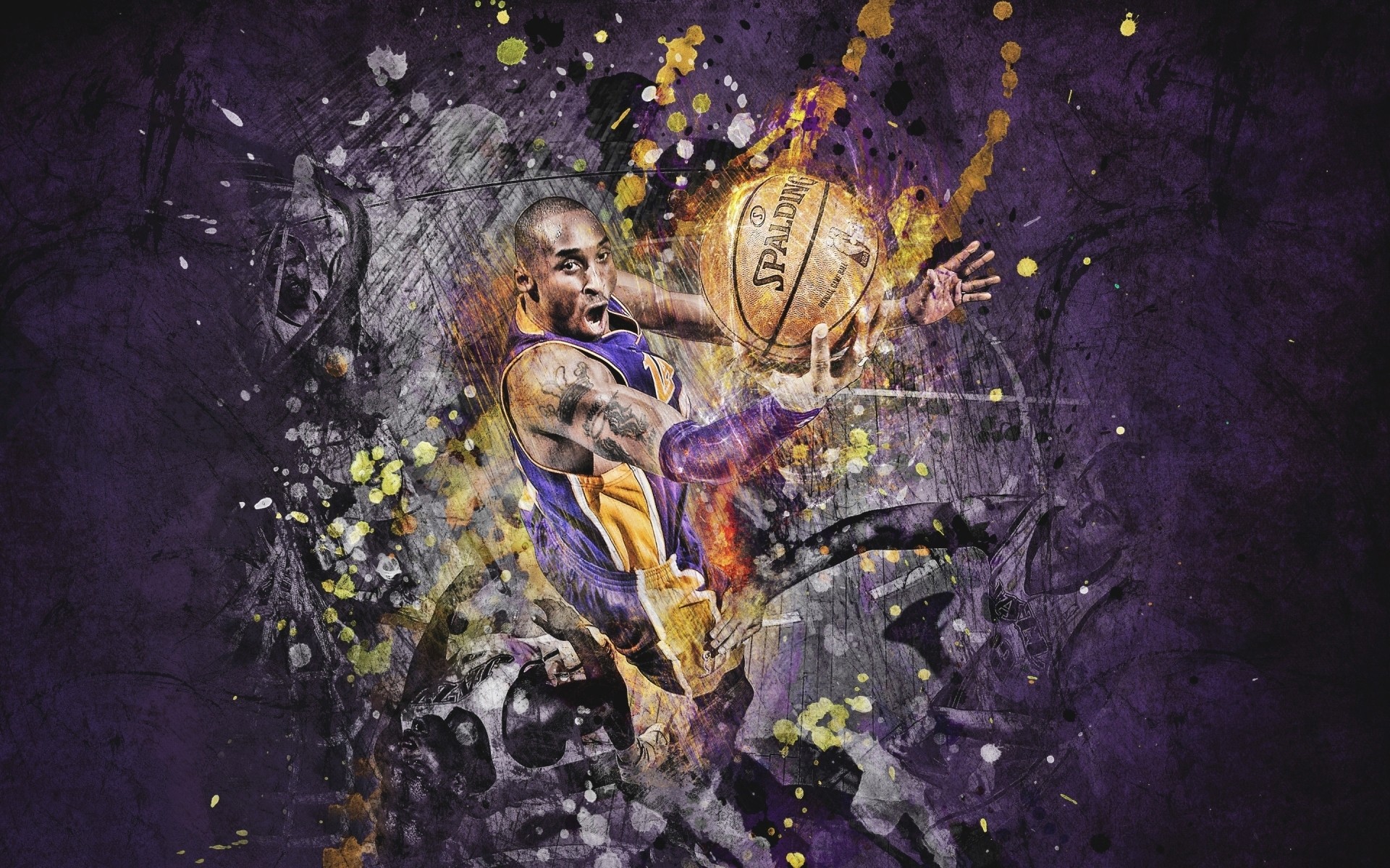 Basketball Art Illustration Painting Graffiti Artistic - Hd Wallpaper Background Kobe Bryant - HD Wallpaper 