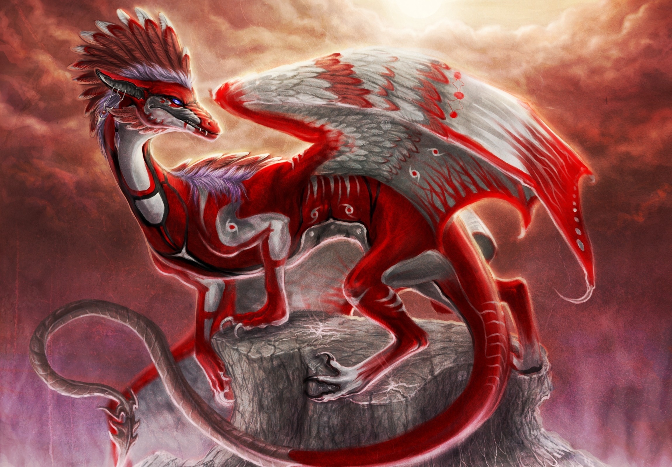Dragon Feathered Wings Red - HD Wallpaper 