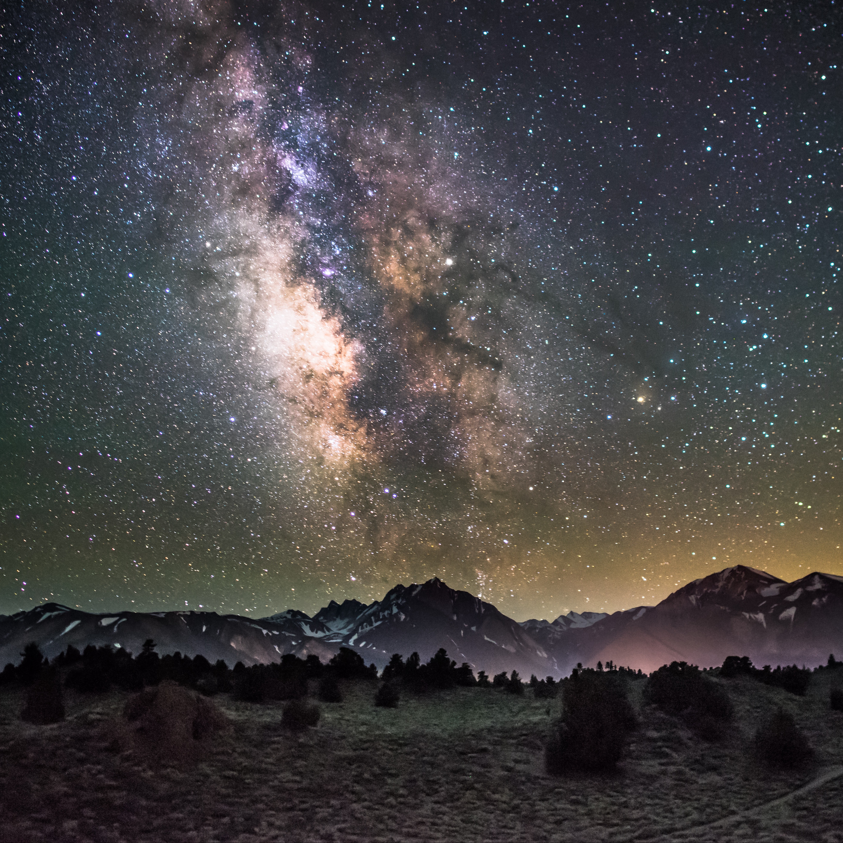 Wallpaper Galaxy, Night, Starry Sky, Mountains - Mammoth Lakes At Night - HD Wallpaper 