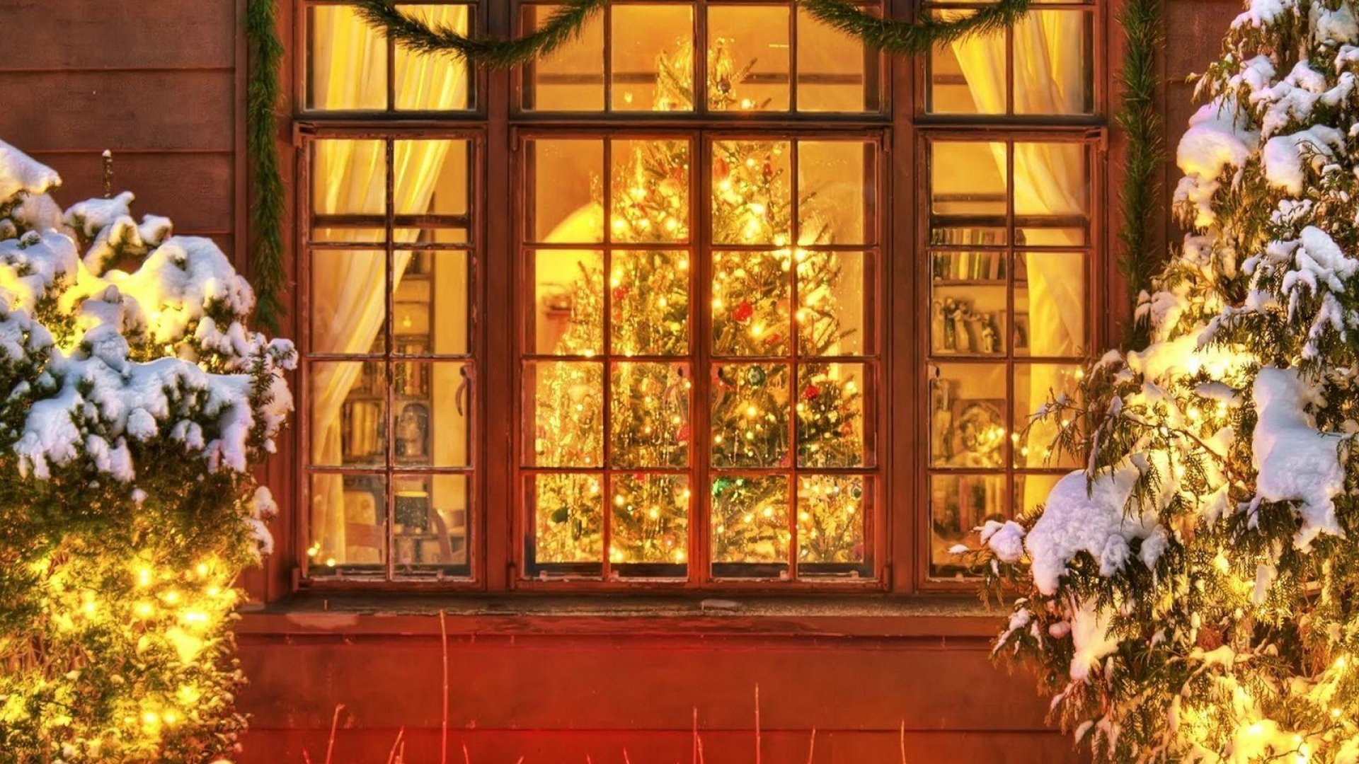 Awesome Christmas Free Wallpaper Id - Christmas Window Wallpaper Hd - HD Wallpaper 