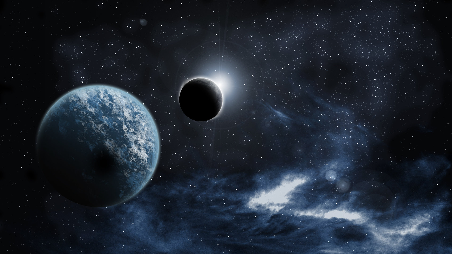 High Resolution Planets Hd Wallpaper Id - Fantasy Planet And Moon - HD Wallpaper 