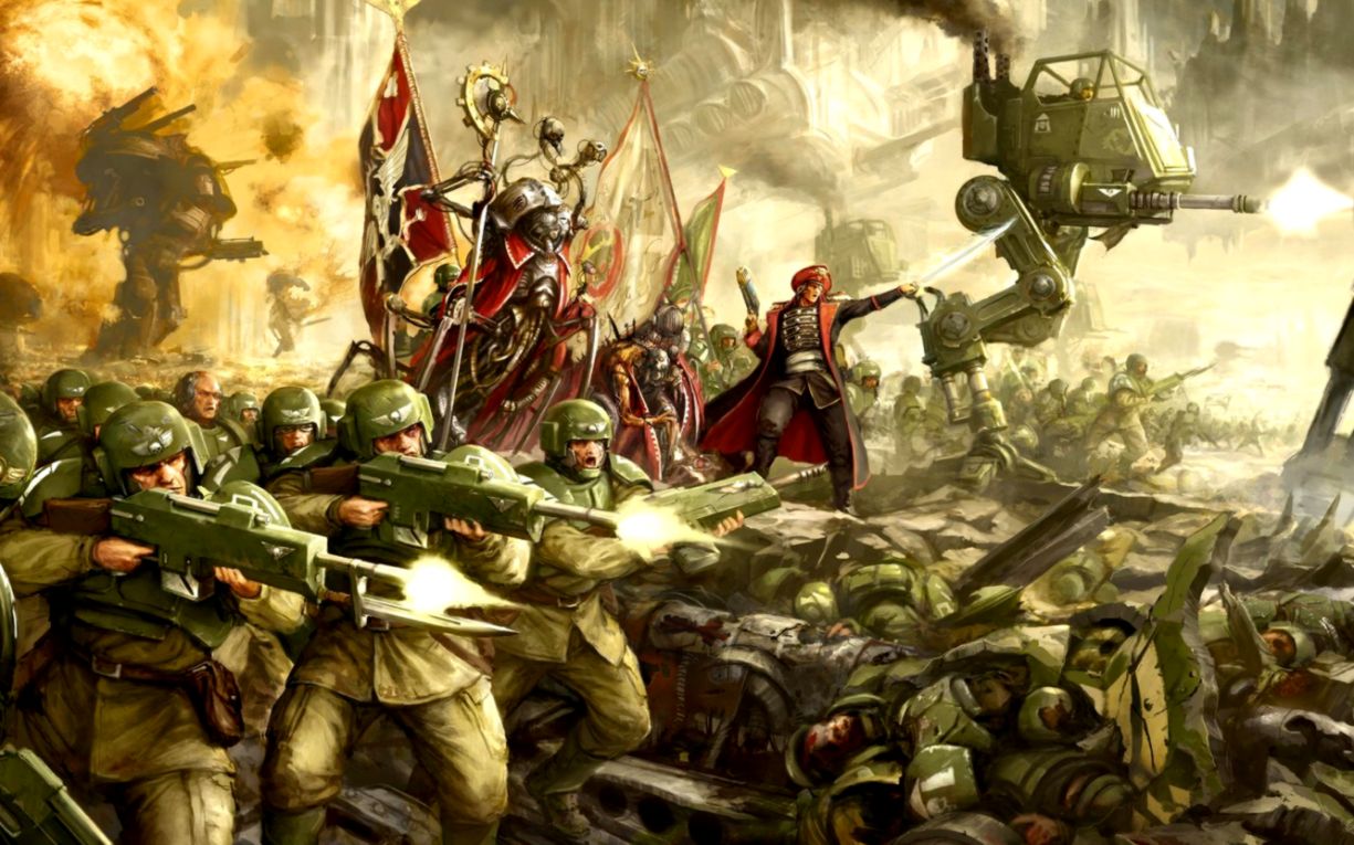 Wallpaper Soldier War Weapons Warhammer 40 000 Imperial - Imperial Guard Warhammer 40k Art - HD Wallpaper 