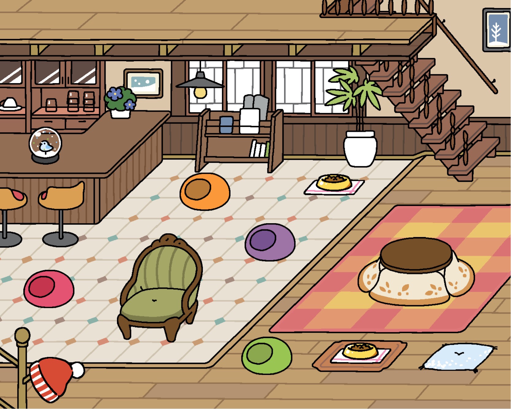 Neko Atsume Cafe Style - HD Wallpaper 