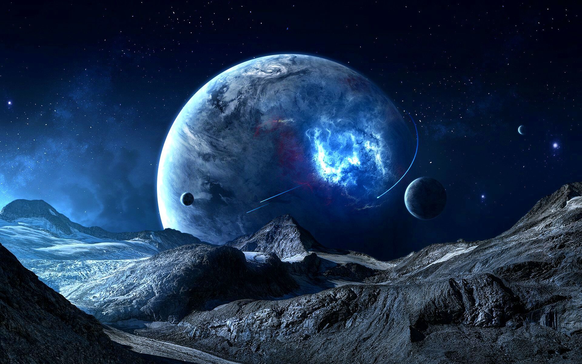 Fantasy Planets Wallpaper - Galaxy Space Moon Background - HD Wallpaper 