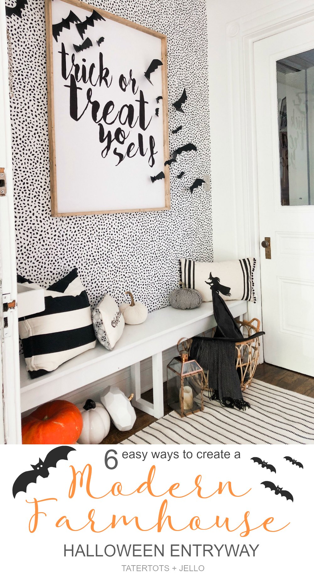6 Ways To Create A Modern Farmhouse Halloween Entryway - Modern Farmhouse Wallpaper Accent Wall - HD Wallpaper 