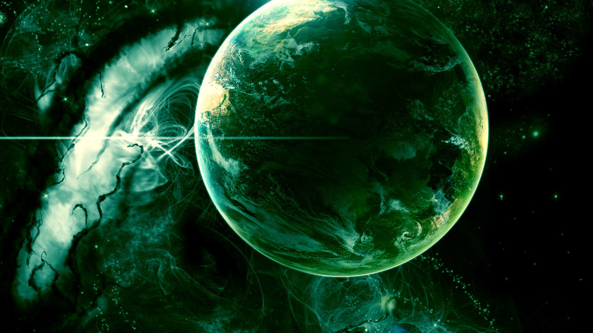 1920x1080, 1080p Space Wallpaper Download Free - Green Space Background 1080p - HD Wallpaper 