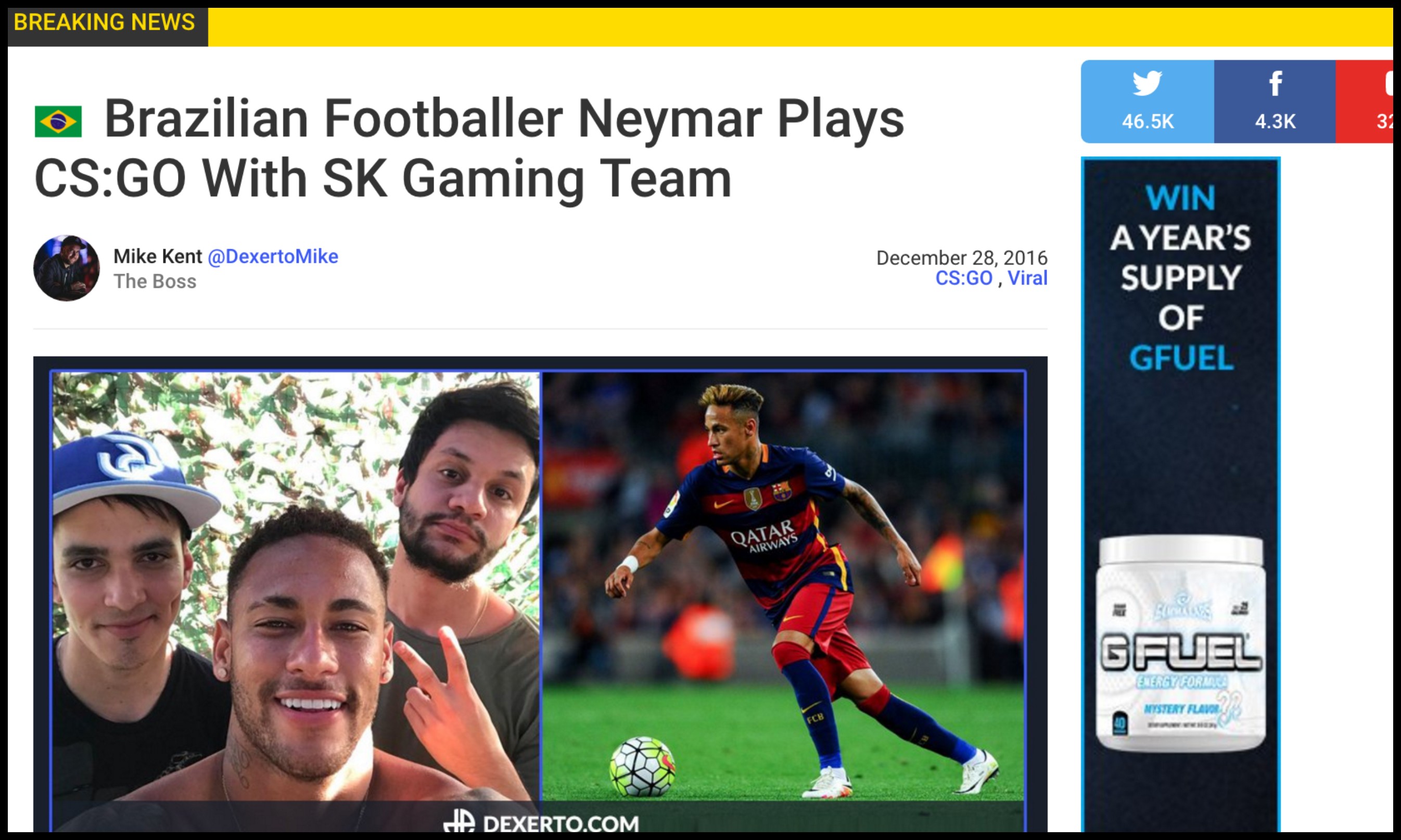 Brazilian Footballer Neymar Plays Cs - Player - HD Wallpaper 