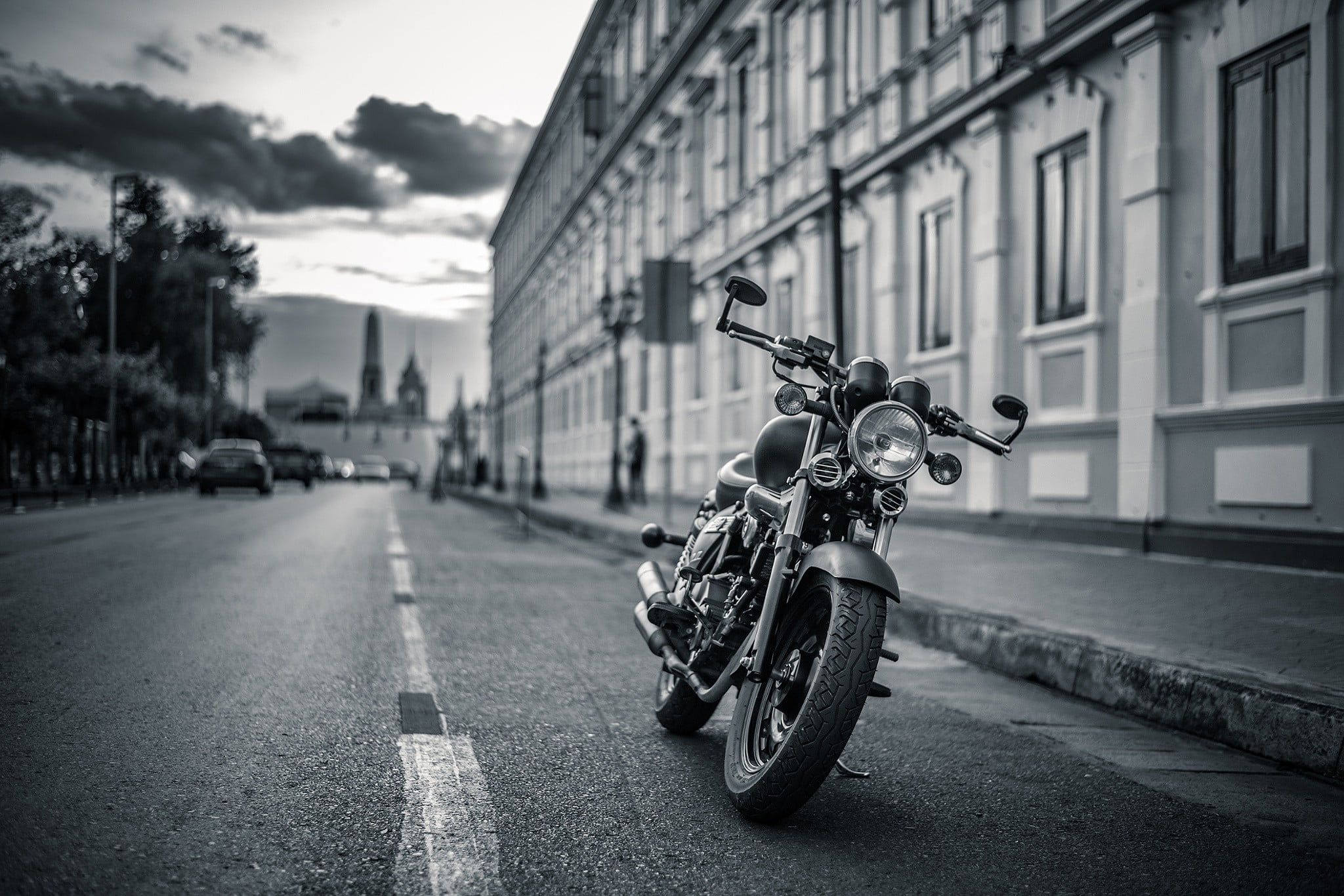 Harley Davidson Black And White - HD Wallpaper 