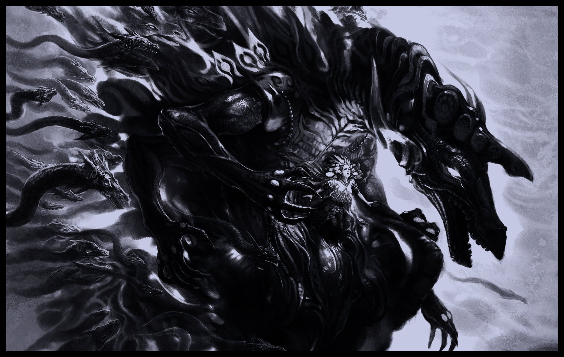 Silver Dragon And Princess Gotham Hd Wallpaper - Fantasy Monster Wallpaper Hd - HD Wallpaper 