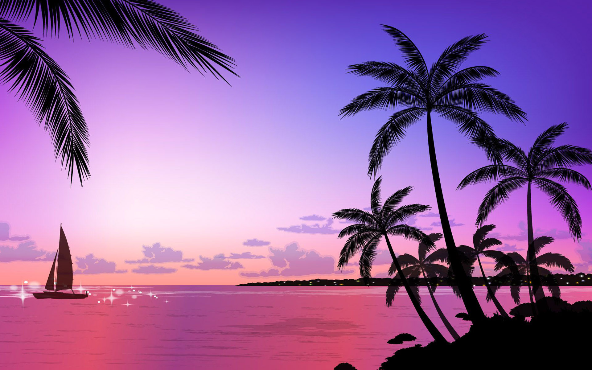 Tropical Beach Sunset Wallpaper - HD Wallpaper 