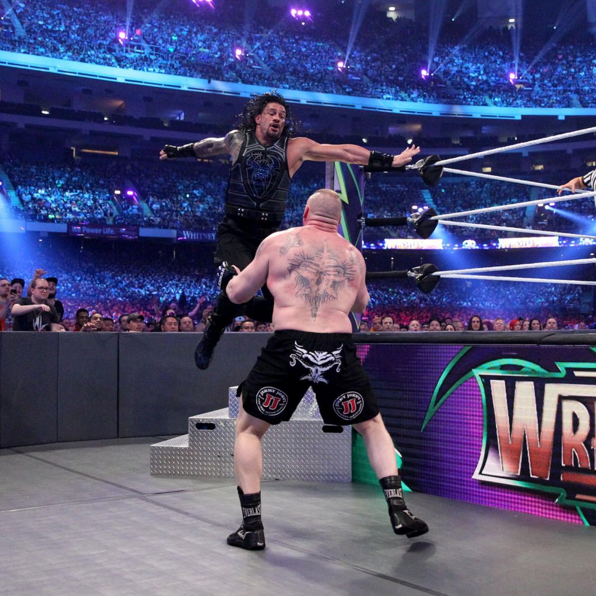 Wrestlemania 34 ~ Roman Reigns Vs Brock Lesnar - Roman Reigns And Brock Lesnar Hd - HD Wallpaper 