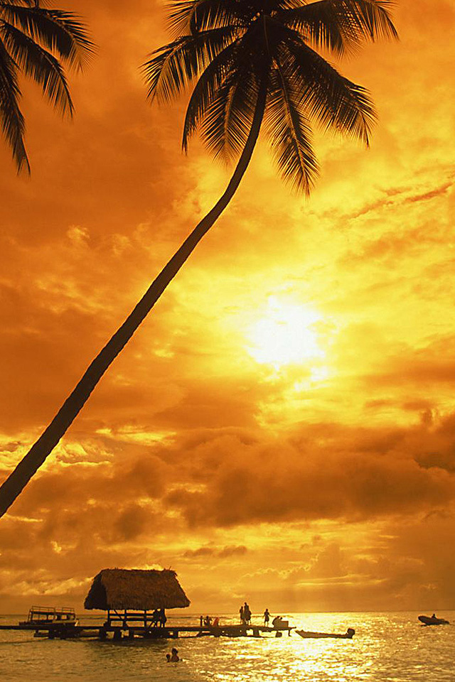 Tropical Beach Sunset Wallpaper - Beach Sunset Wallpaper Hd Iphone - HD Wallpaper 