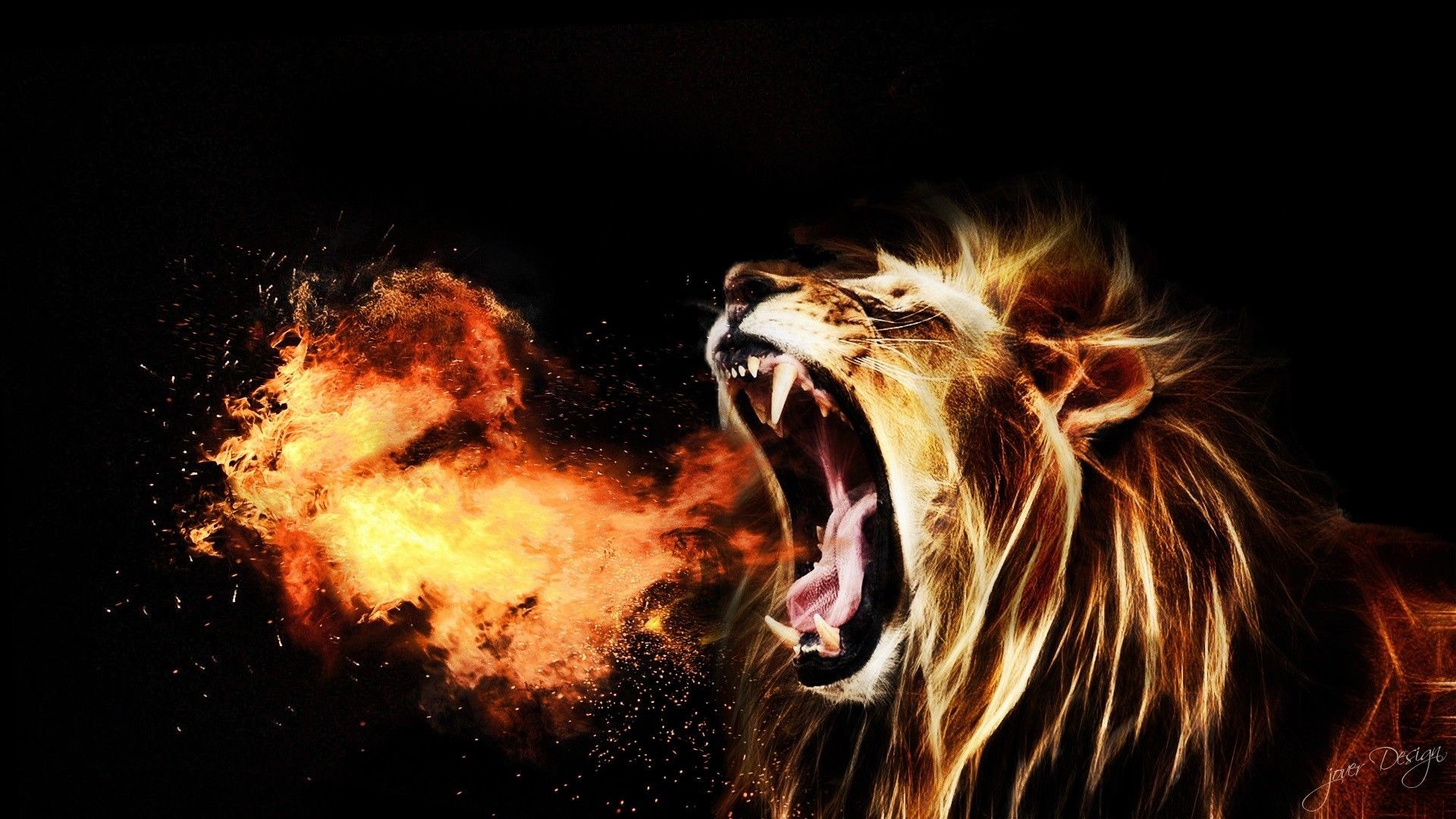 1920x1080, Lion Roar Free Download Hd Wallpapers - Lion Roaring Fire - 1920x1080  Wallpaper 