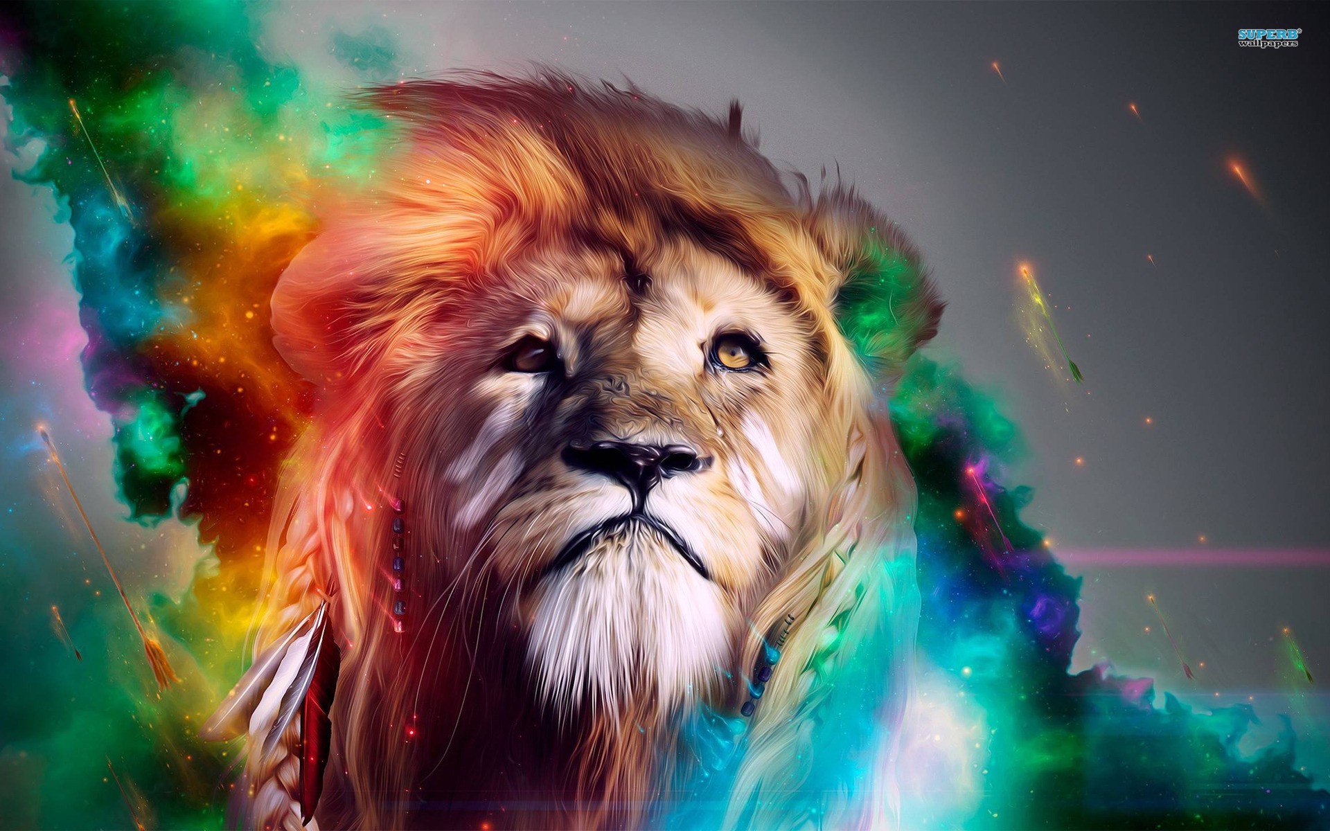 Colorized Lion Digital Art Hd Wallpaper X 
 Src Download - 4k Wallpaper Lion - HD Wallpaper 