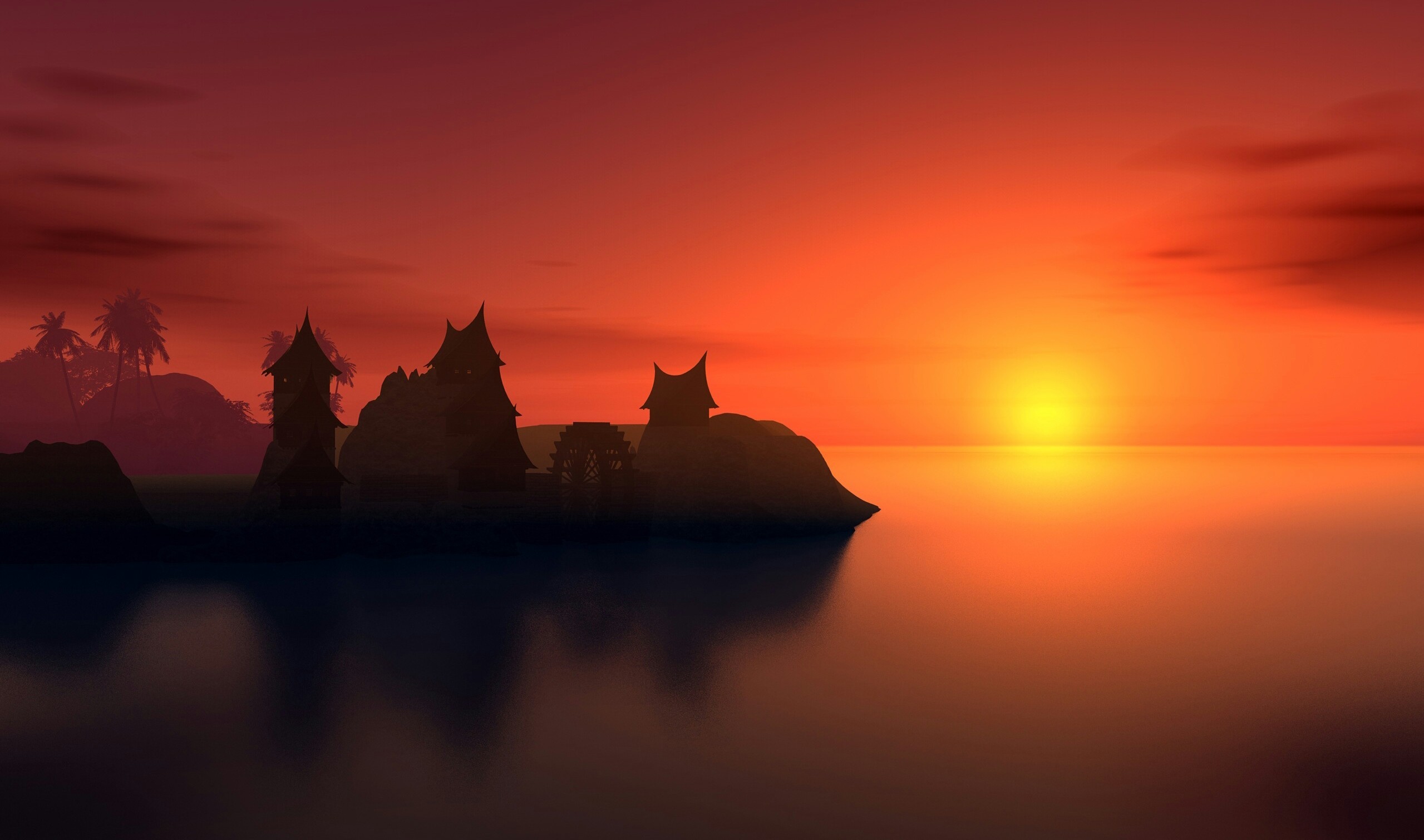 Material Design Desktop Wallpaper - Sunset Vector - HD Wallpaper 